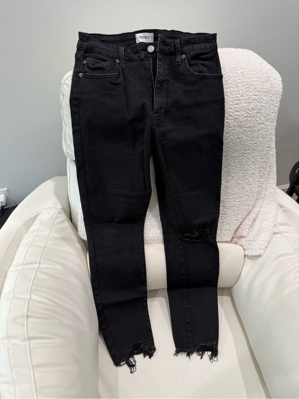 pistola Black Distressed Hem Skinny Jeans